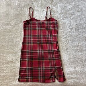 Y2K Red and Black Plaid Dress